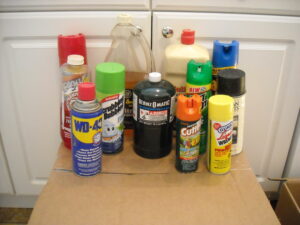 Various flammable spray items that are prohibited on Arpin of RI shipments