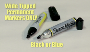 two wide tipped black marking pens used by Arpin of RI packers